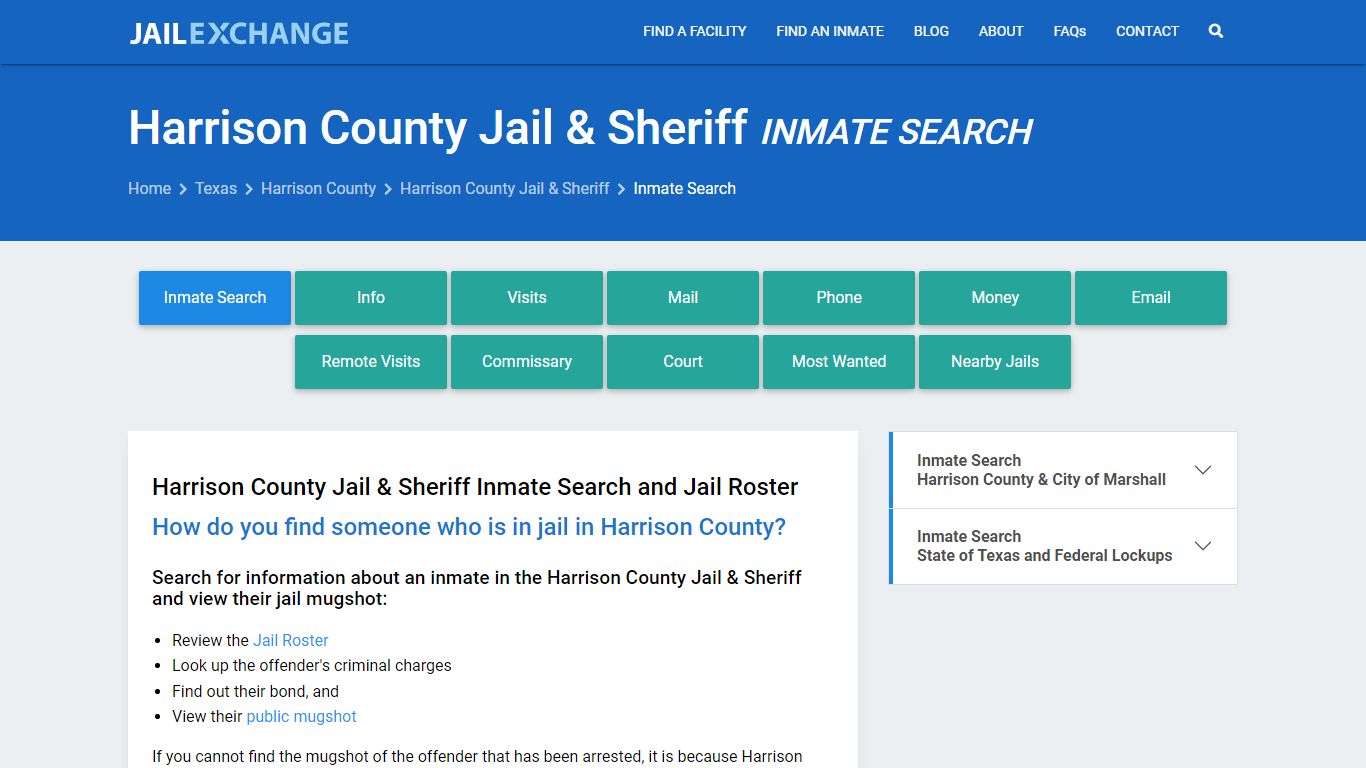 Harrison County Jail & Sheriff Inmate Search - Jail Exchange